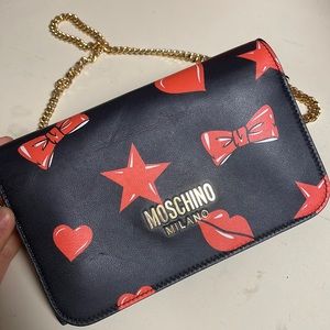 New Moschino Milano Wallet Clutch Gold Chain Crossbody Bag